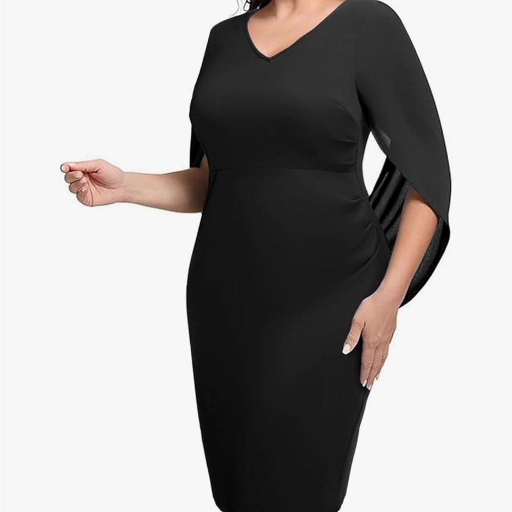 Talisea Plus Size Dress Women Chiffon Cape Semi Formal Cocktail Party Bodycon